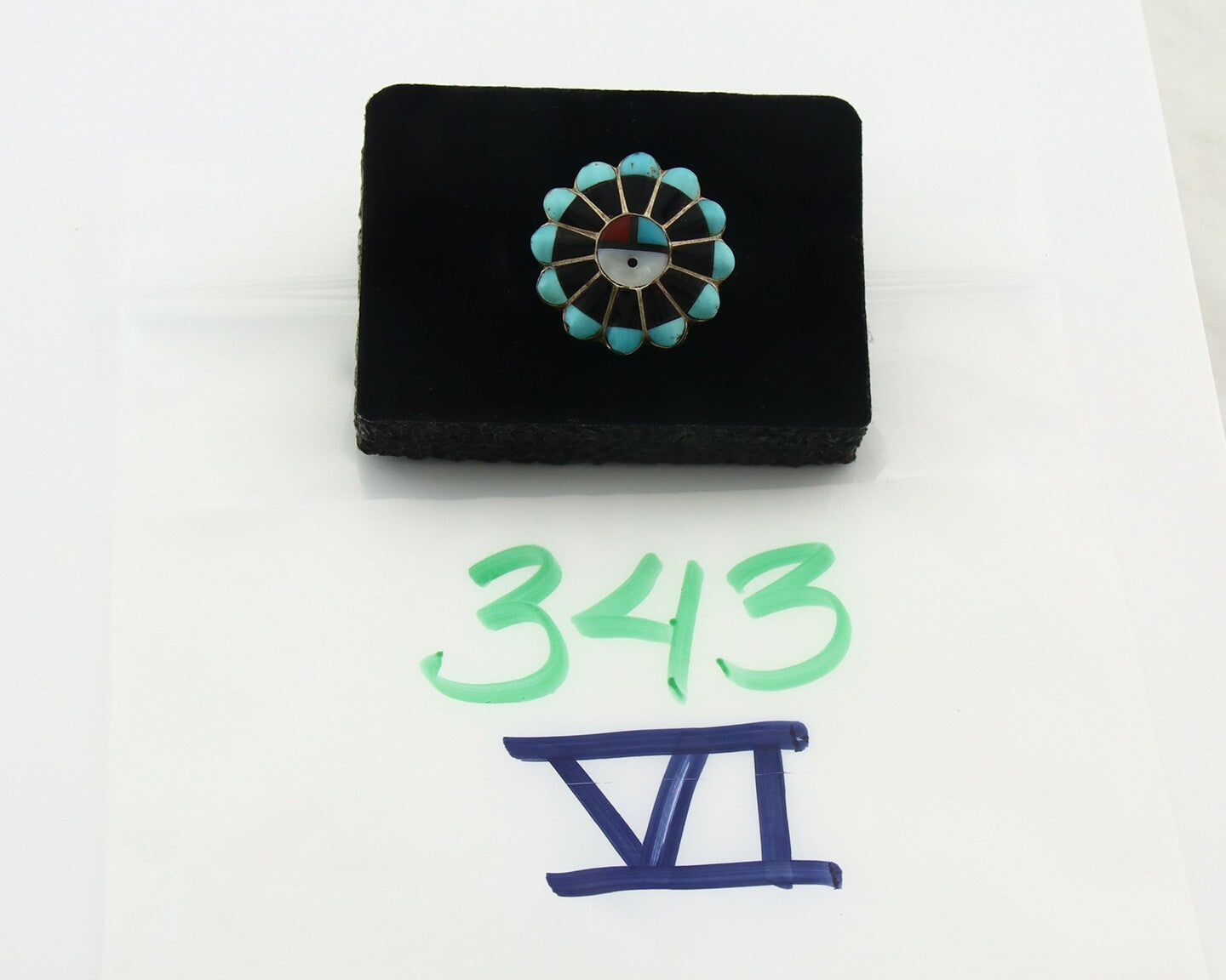 Vintage Zuni Ring 925 Sterling Silver Natural Gemstone Size 6.5