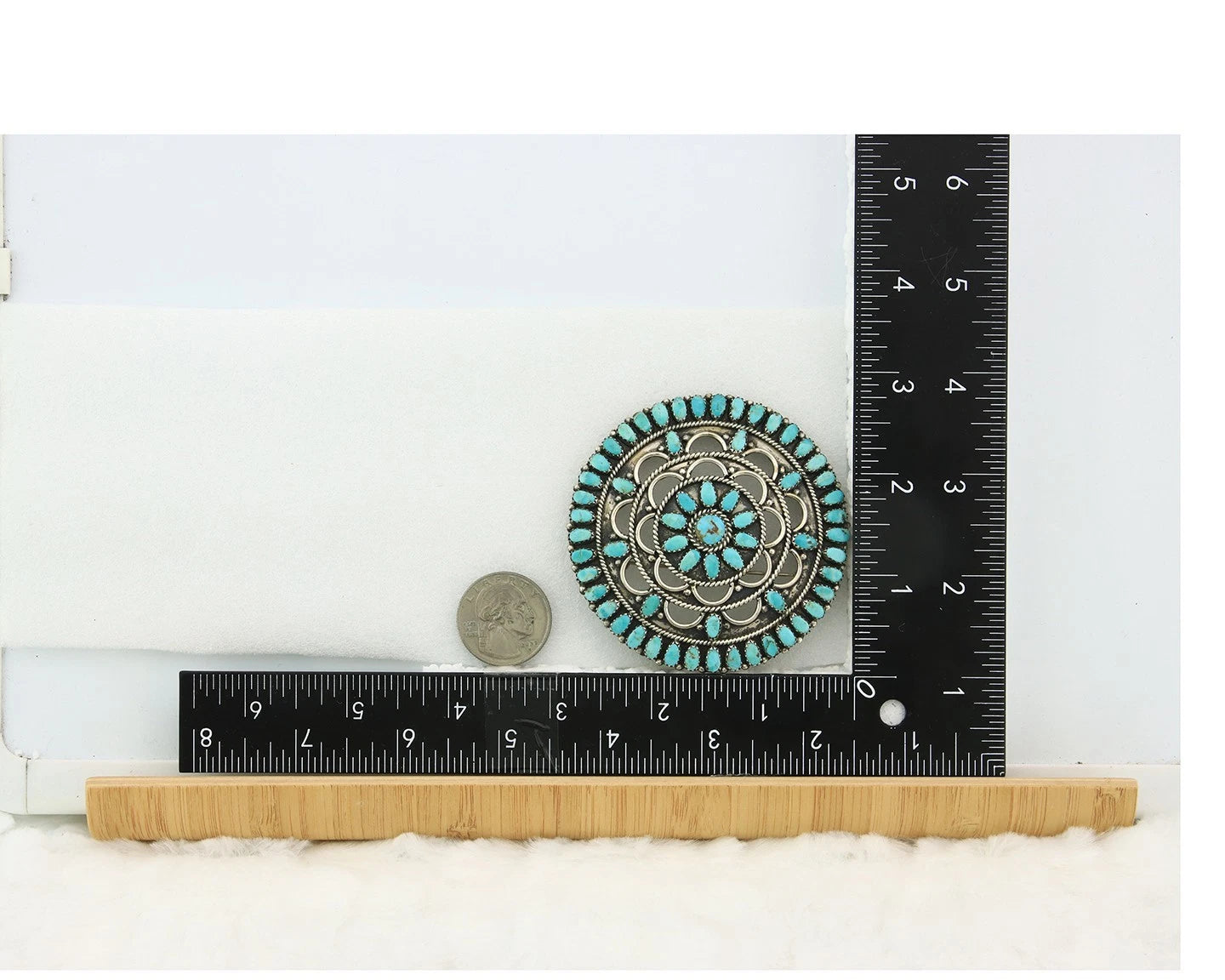 Navajo Handmade Pin Sterling Silver Turquoise Vintage Artist Signed LMB