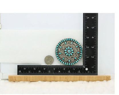 Navajo Handmade Pin Sterling Silver Turquoise Vintage Artist Signed LMB