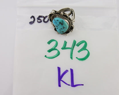 Navajo Ring 925 Silver Natural Blue Turquoise Native American Artist C.80's