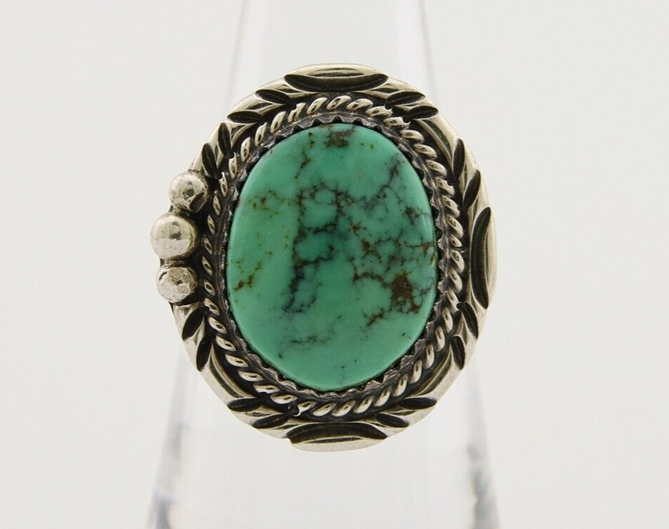 Navajo Ring 925 Silver Green Turquoise Signed William Denetdale C.80's