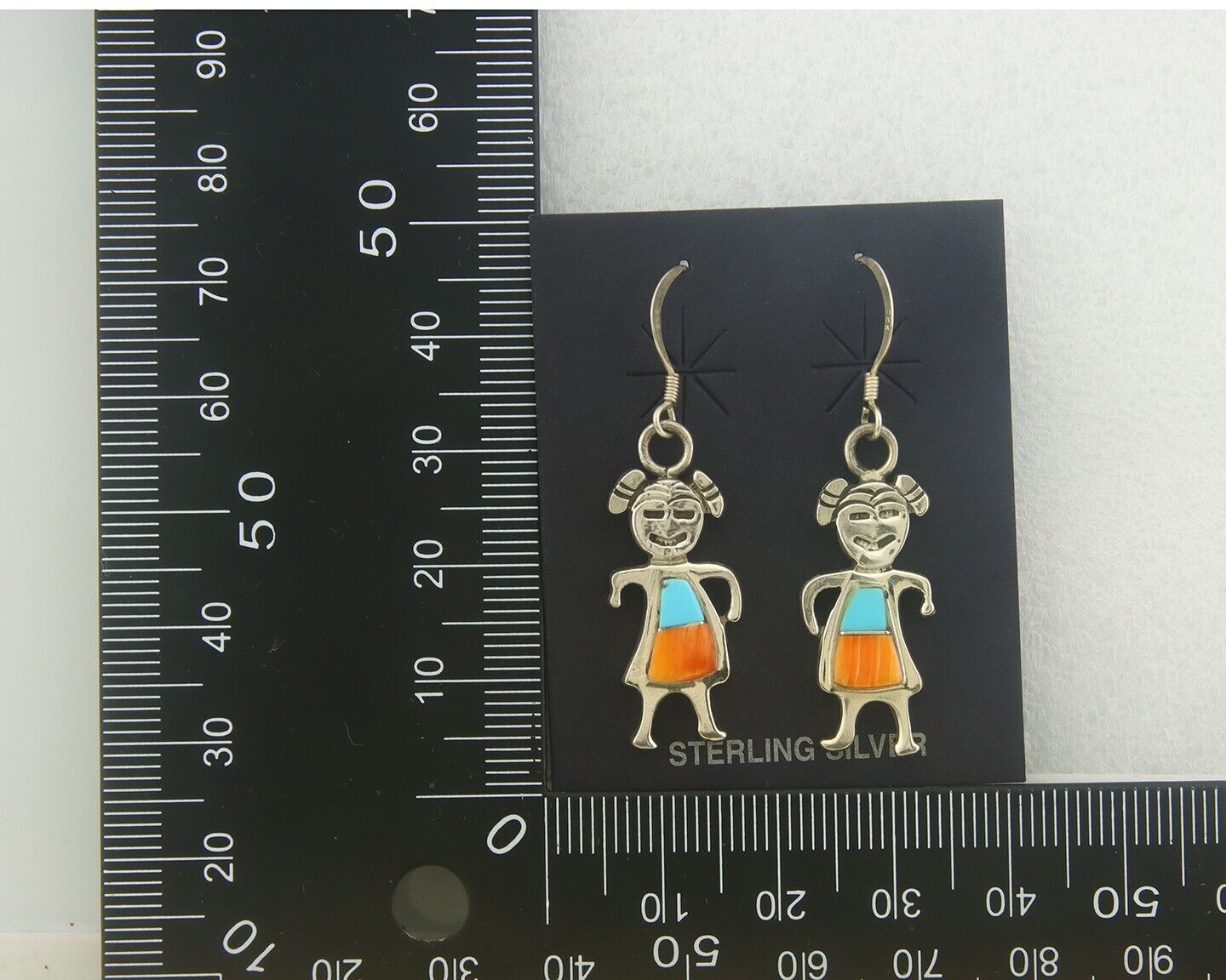 Navajo Earrings 925 Silver Natural Turquoise Oyster Native American Artist C80s