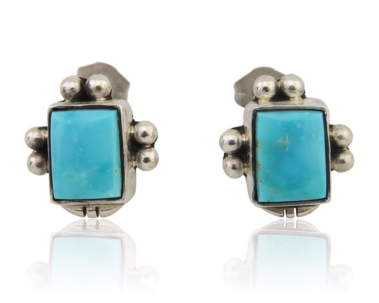 Navajo Dangle Earrings 925 Natural Turquoise Signed Wilson Padilla C.80's