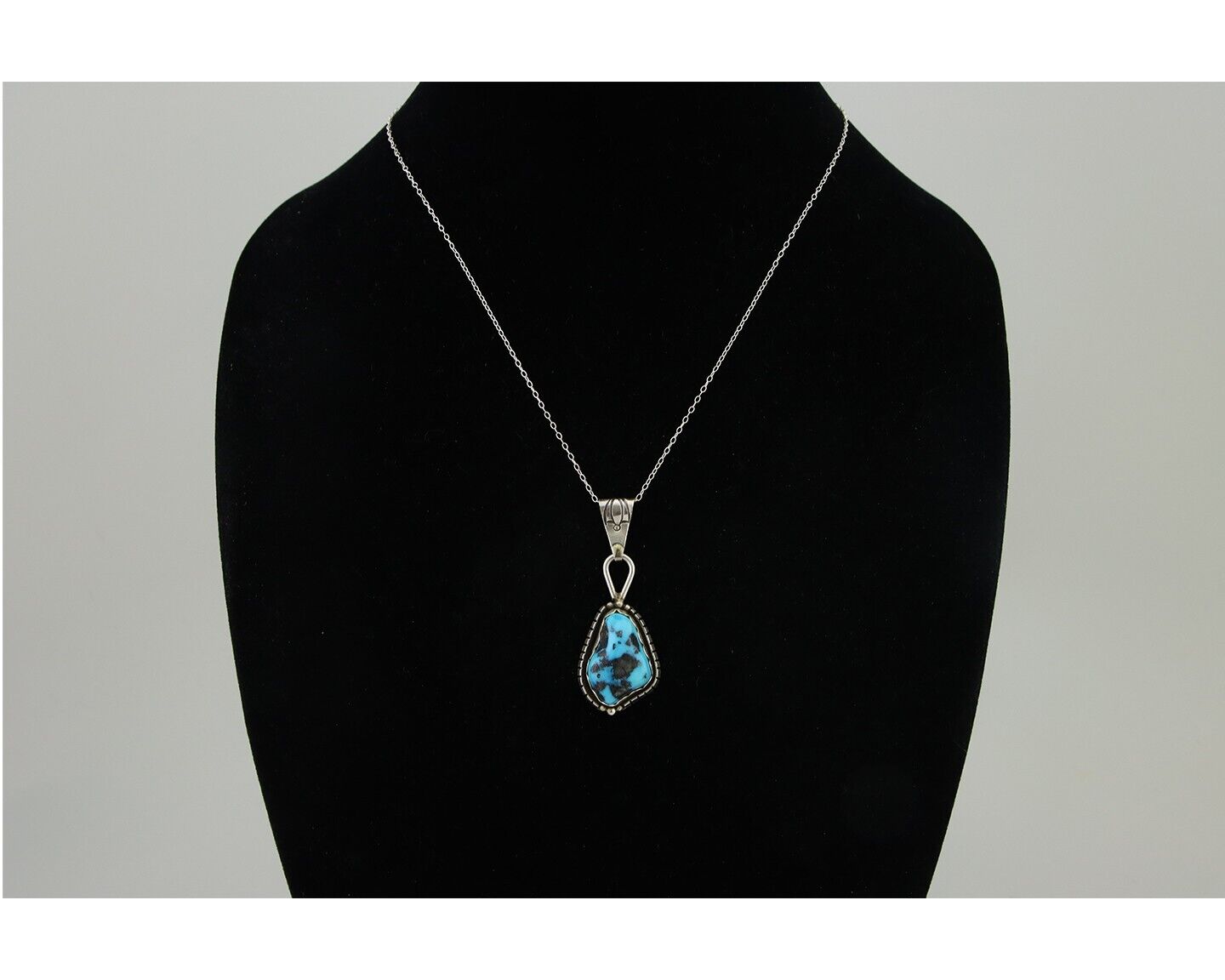 Navajo Necklace 925 Silver Natural Blue Turquoise Artist Tony Guerro C.80's