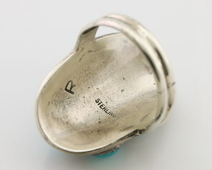 Navajo Handmade Ring 925 Silver Kingman Turquoise Artist Signed R C.80's