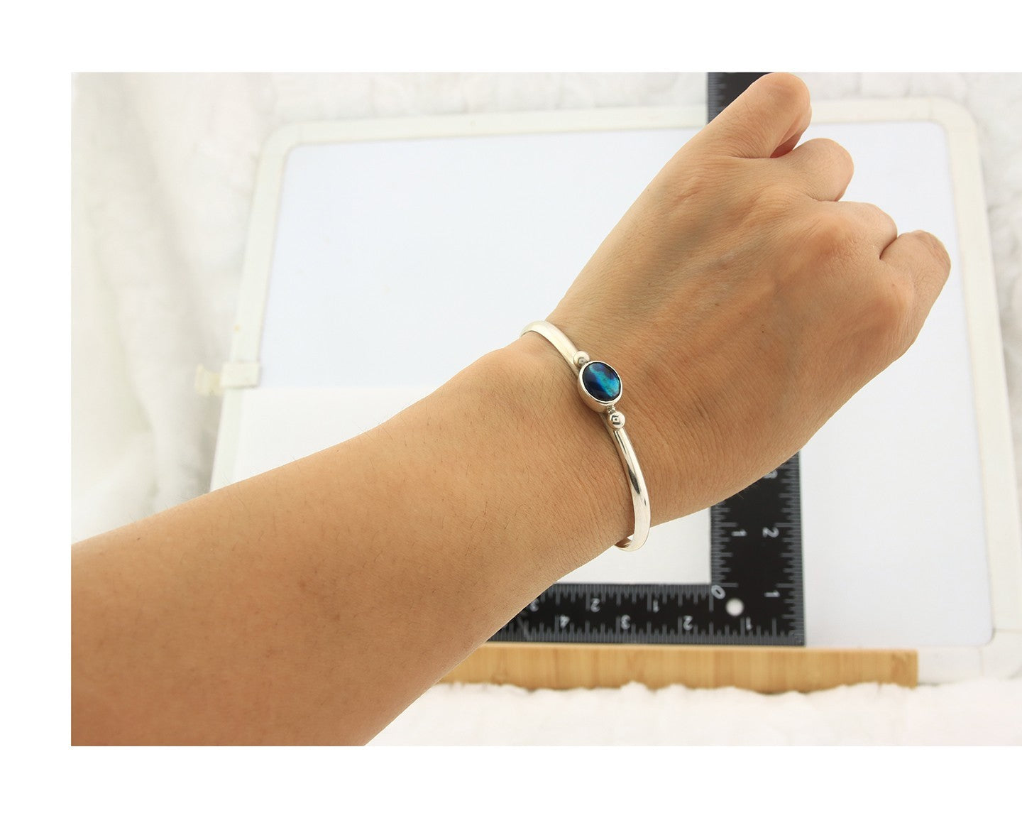 Navajo Cuff Bracelet Sterling Silver Natural Mined MOP Native Artist