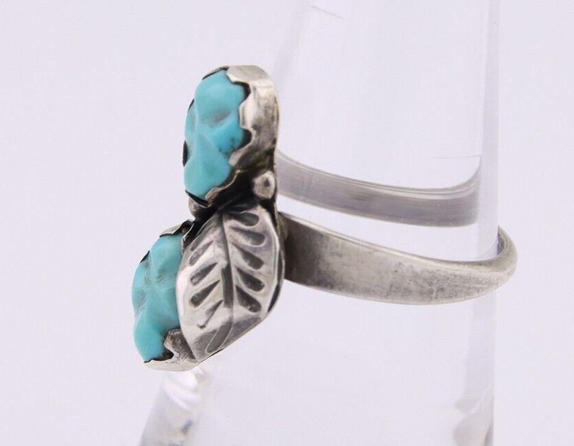 Navajo Ring 925 Silver Natural Blue Turquoise Native American Artist C.80's