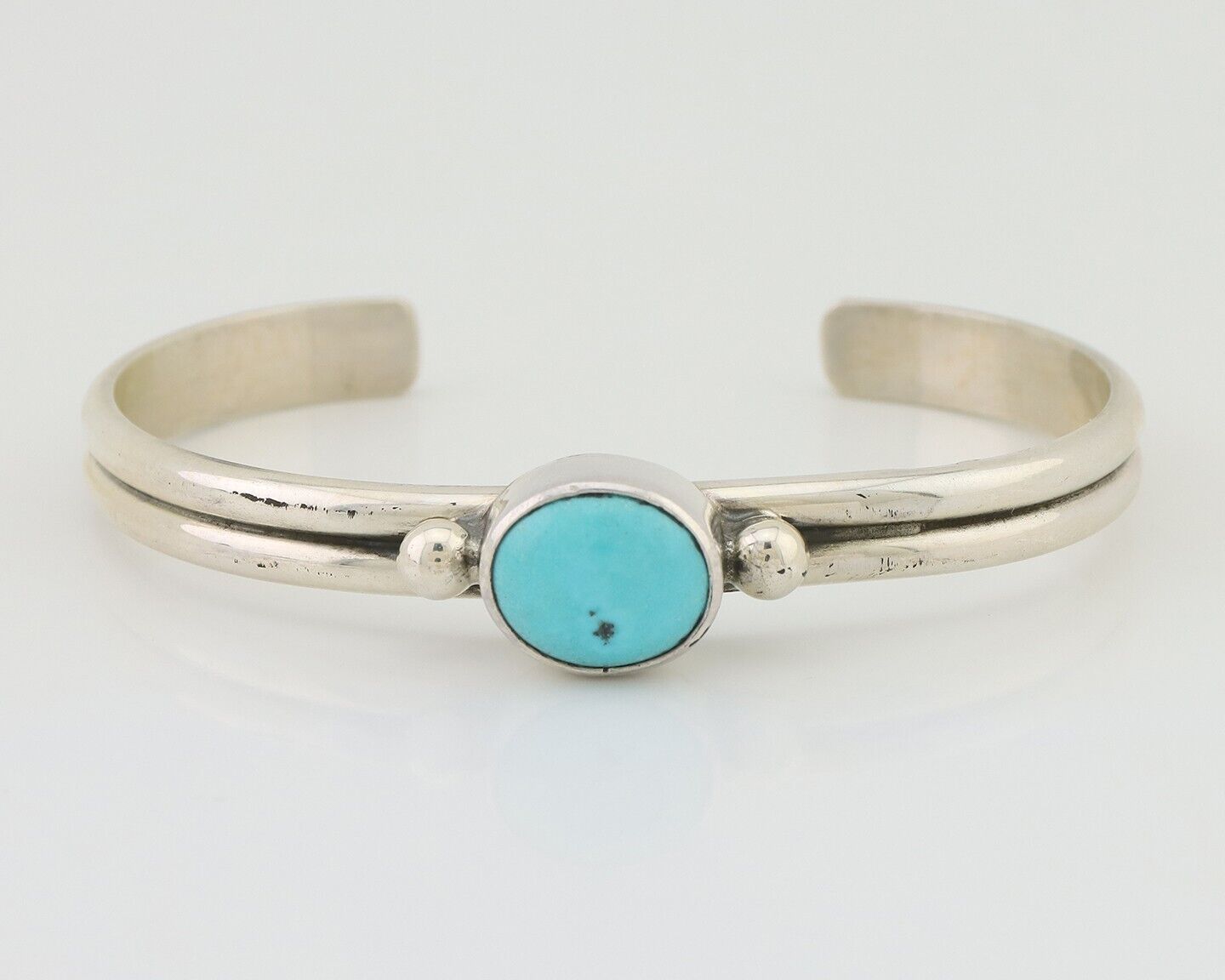 Navajo Cuff Bracelet 925 Silver Natural Blue Turquoise Native American C.80's