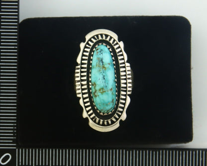 Navajo Ring 925 Sterling Turquoise Handmade Native Artist C.80's Size 6.0