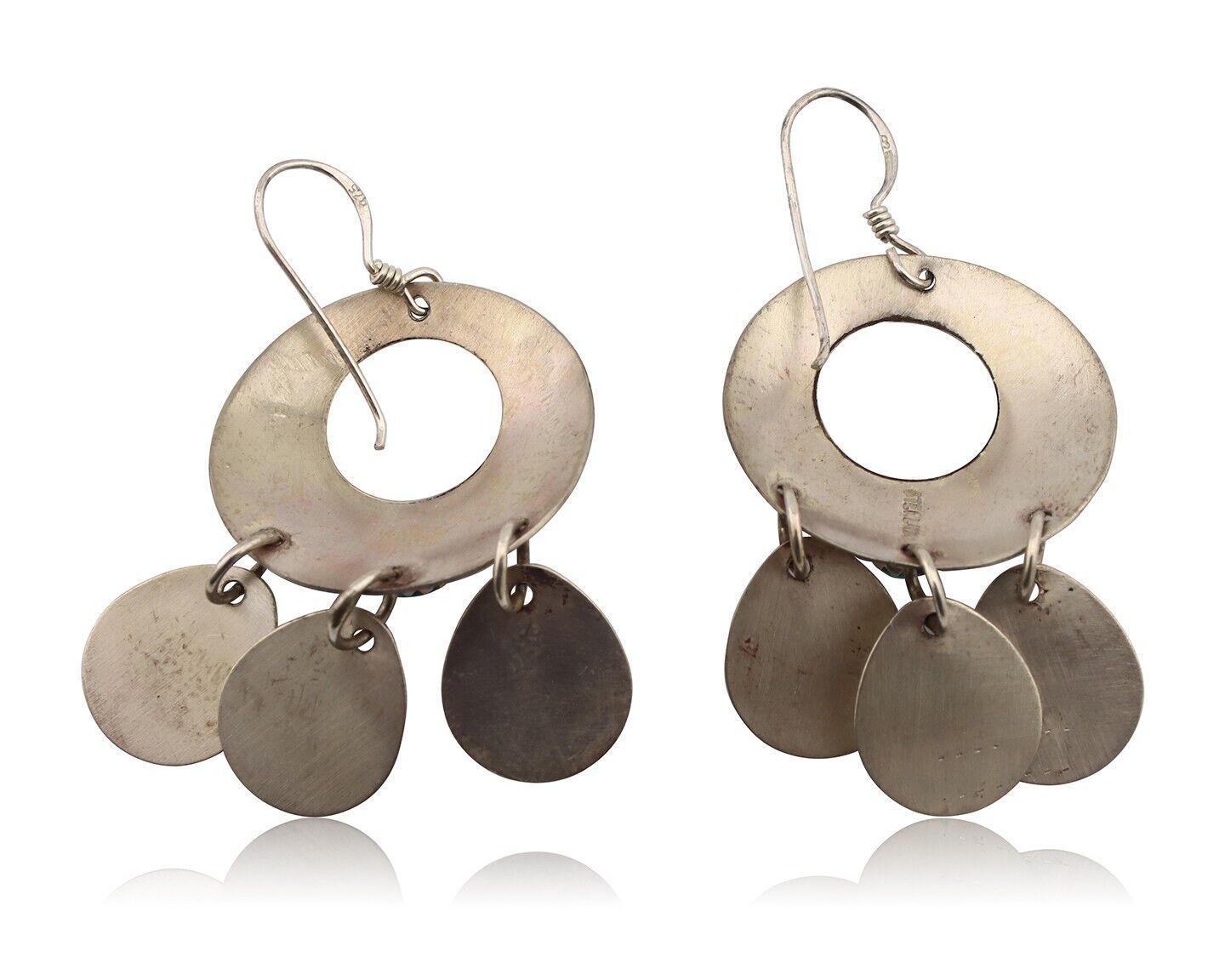 Navajo Dangle Handmade Earrings 925 Silver Blue Turquoise Native Artist C.80's