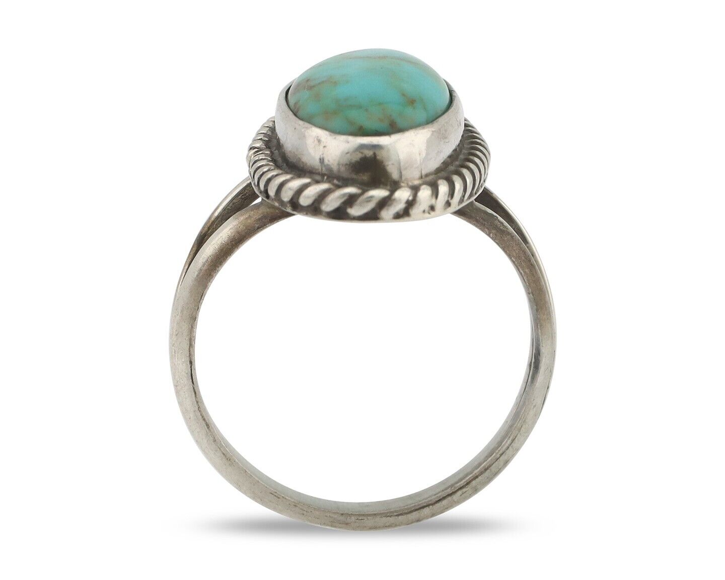 Navajo Handmade Ring 925 Silver Kingman Turquoise Signed M Montoya C.80's