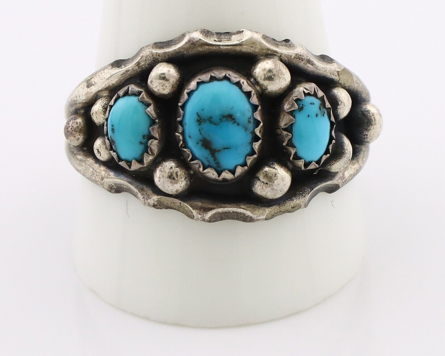 Navajo Ring 925 Silver Turquoise Artist Signed E SkyStone Creations C.80's
