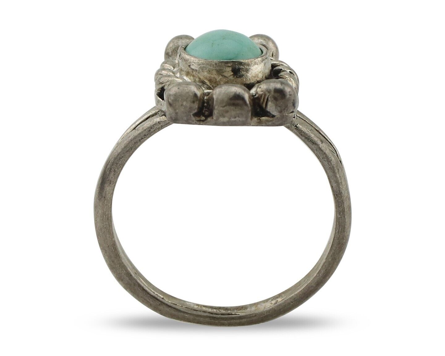 Navajo Ring 925 Silver Natural Blue Turquoise Native American Artist C.1980's