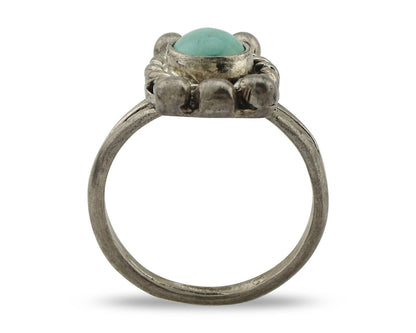 Navajo Ring 925 Silver Natural Blue Turquoise Native American Artist C.1980's