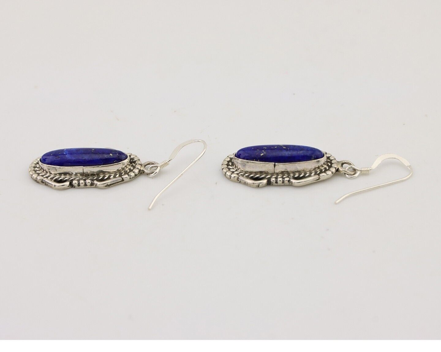 Navajo Dangle Earrings 925 Silver Lapis Lazuli Native American Artist C.80's