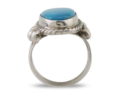 Navajo Ring 925 Silver Natural Kingman Turquoise Native American Artist C.80's