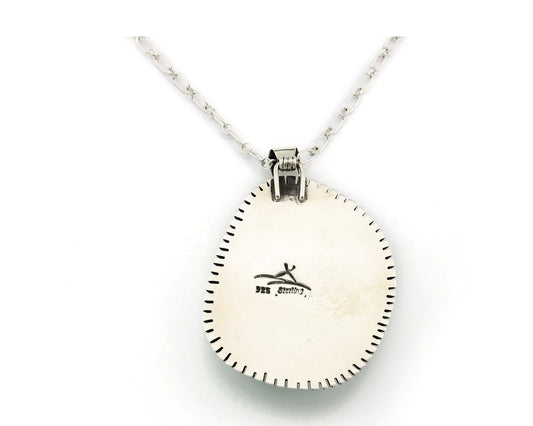 Navajo Necklace Sterling Silver Turquoise Signed Teepee