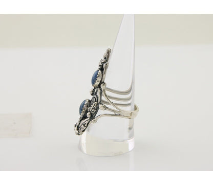 Navajo Ring 925 Silver Natural Denim Lapis Artist Signed Prairie Fire C.80's