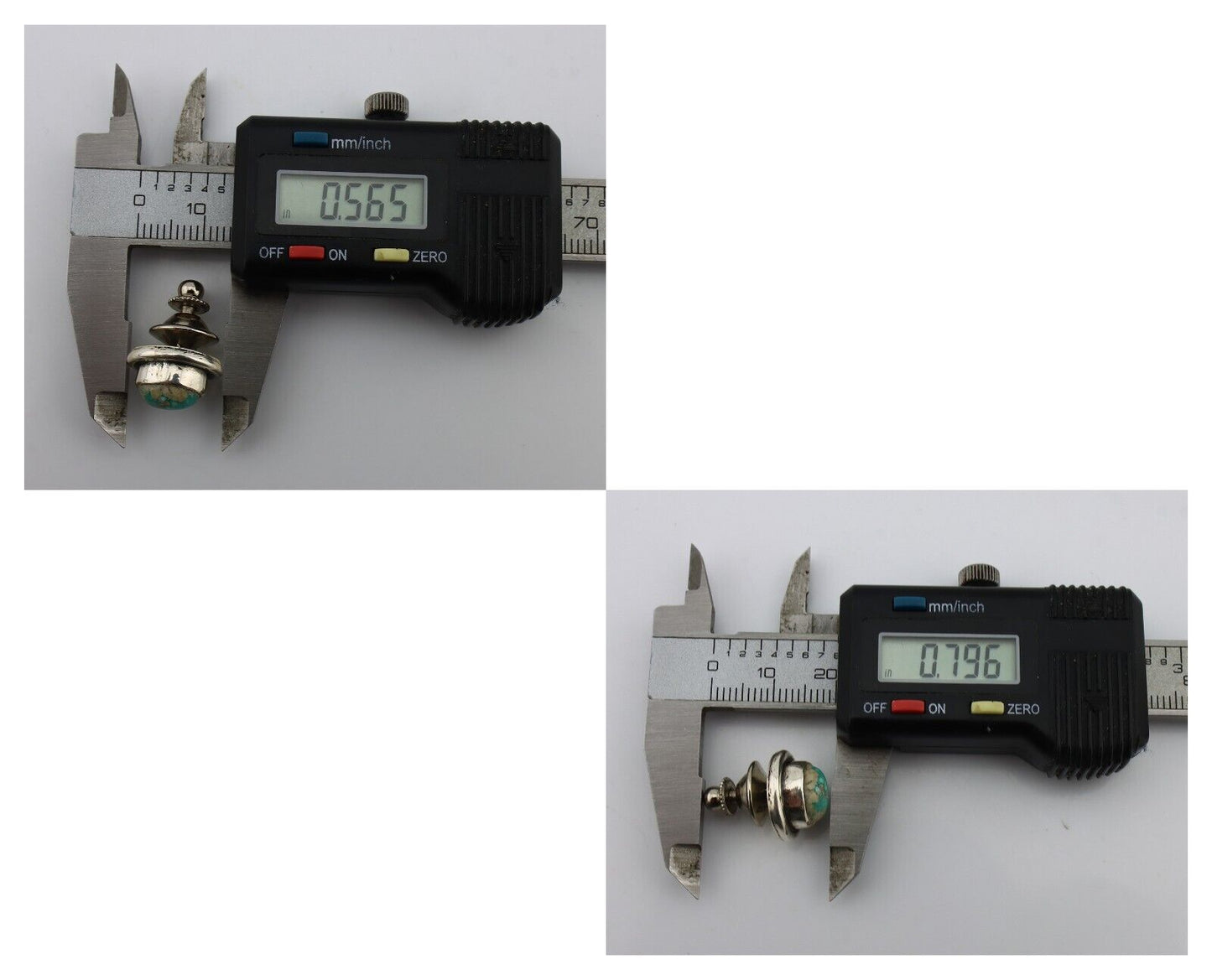 Navajo Tie Tack 925 Silver Natural Mined Turquoise Native American Artist C.80's