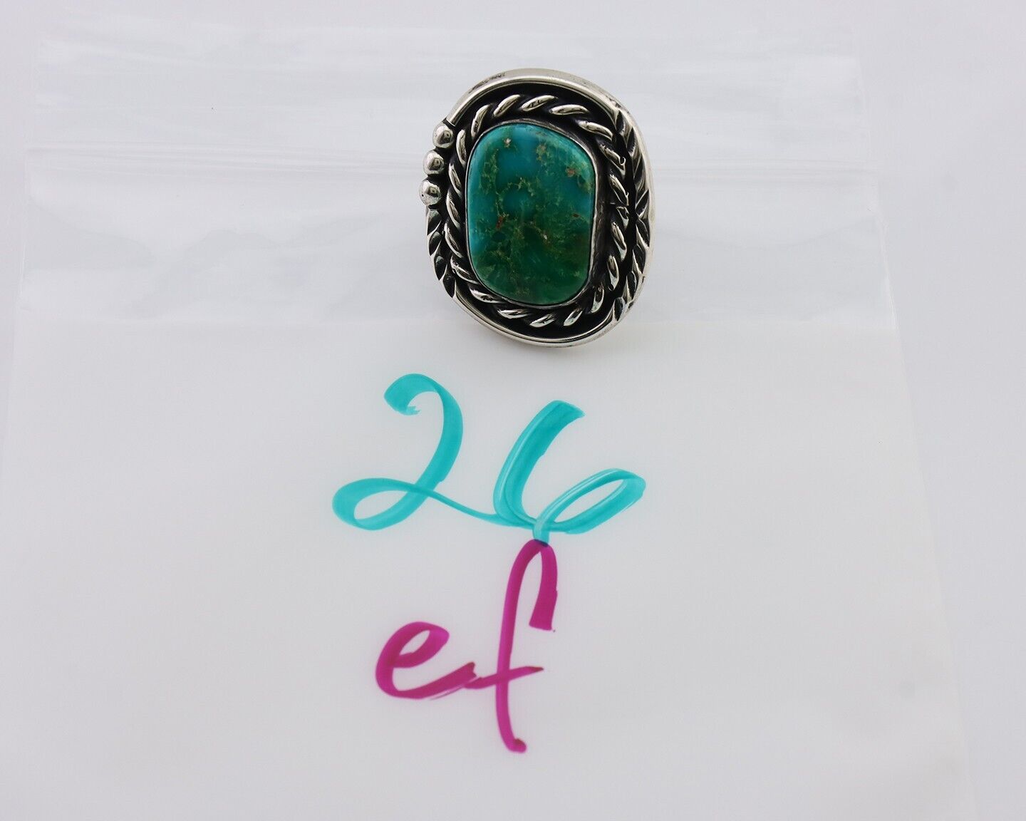 Navajo Ring 925 Silver Royston Turquoise Native American Artist Size 7.0 C.80's