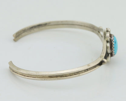 Navajo Bracelet 925 Silver Sleeping Beauty Turquoise Native American Artist C80s
