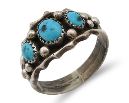 Navajo Ring 925 Silver Blue Turquoise Artist Signed SkyStone Creations C.80's