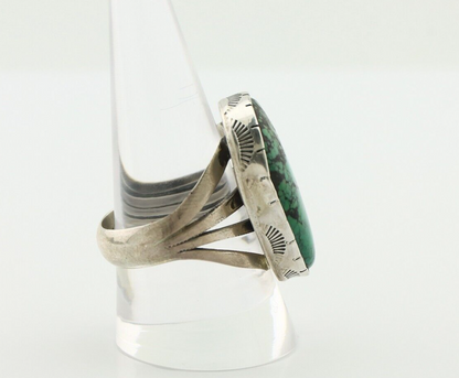 Navajo Ring 925 Silver Natural Spiderweb Turquoise Native American Artist C.80's