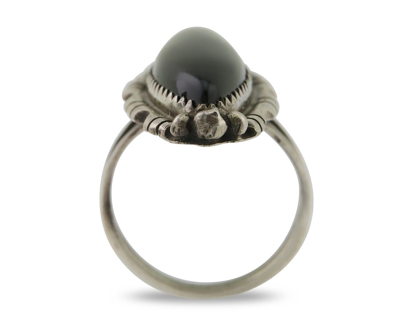 Navajo Handmade Ring 925 Silver Black Onyx Native American Artist C.80's