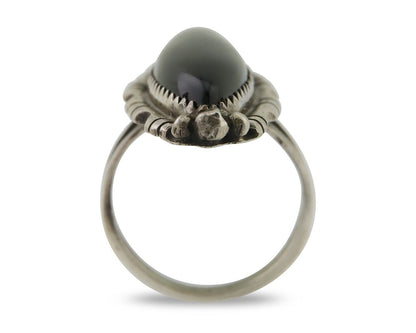 Navajo Handmade Ring 925 Silver Black Onyx Native American Artist C.80's