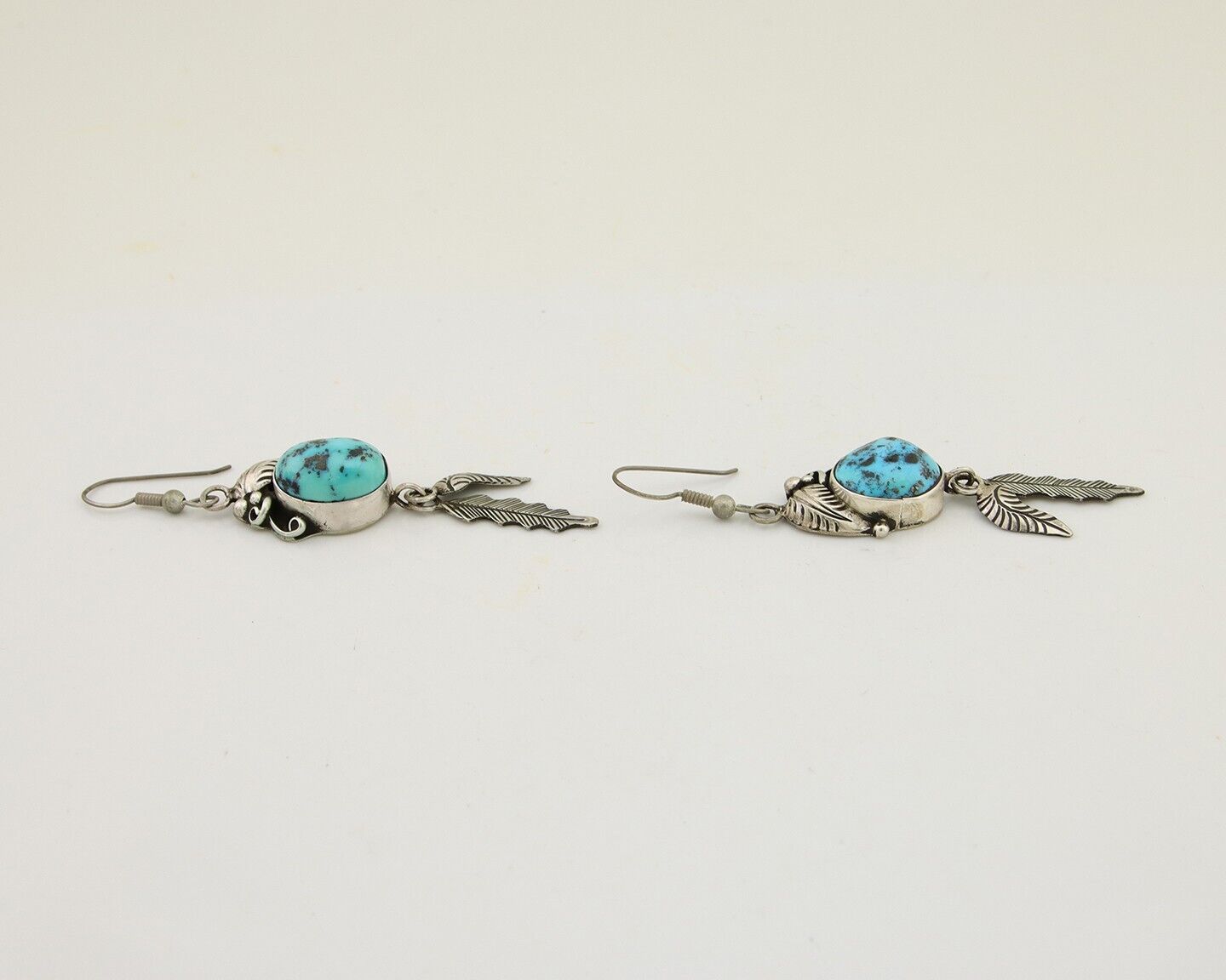 Navajo Dangle Earrings 925 Silver Blue Turquoise Native American Artist C.80's