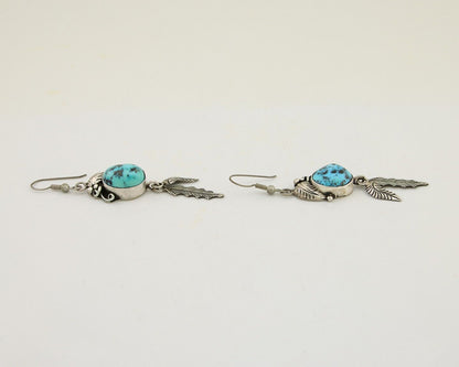 Navajo Dangle Earrings 925 Silver Blue Turquoise Native American Artist C.80's