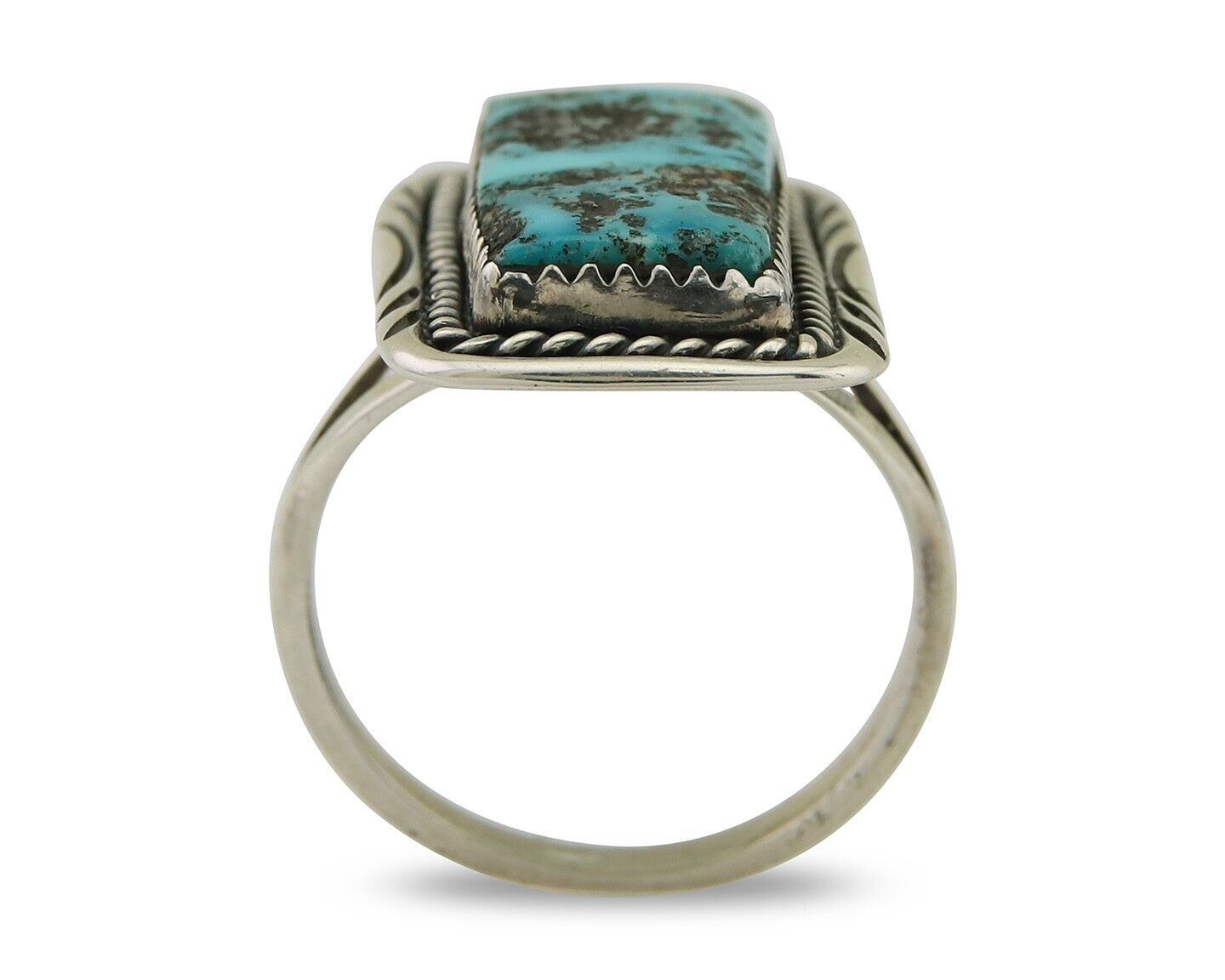 Navajo Ring .925 Sterling Silver Turquoise Artist Signed Mm C.80's