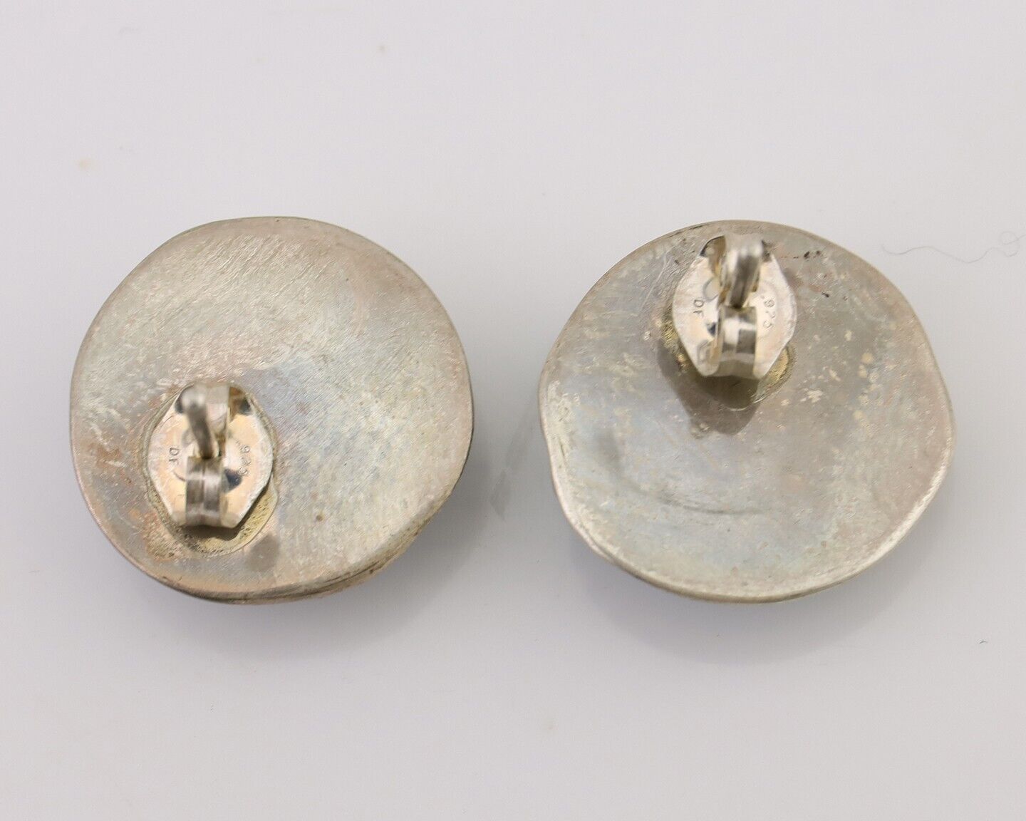 Navajo Earrings 925 Silver Natural Blue Turquoise Native American Artist C.80s