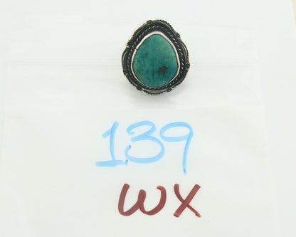 Navajo Men Ring 925 Sterling Blue Turquoise Native Artist C.80's Size 10