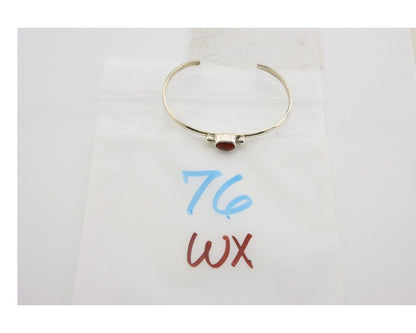 Navajo Bracelet .925 Silver Natural Red Coral Cuff Native American Artist C.80's