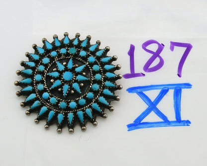 Navajo Handmade Pin Sterling Silver Turquoise Vintage Artist Signed LMB
