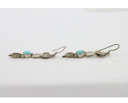 Navajo Dangle Earrings 925 Silver Natural Turquoise Native Artist C.80's