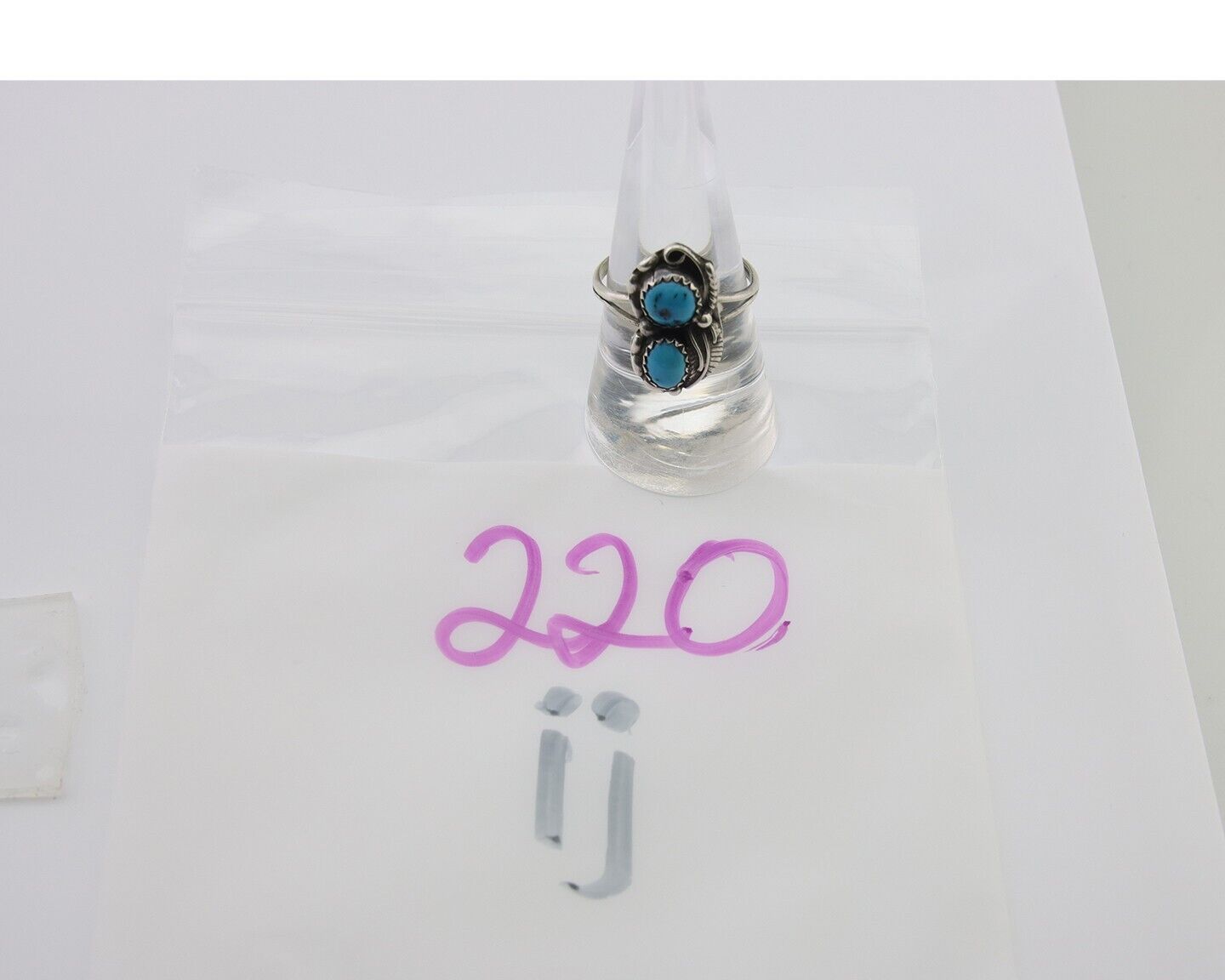Navajo Ring 925 Silver Natural Blue Turquoise Artist Signed SC C.80's Size 8.75