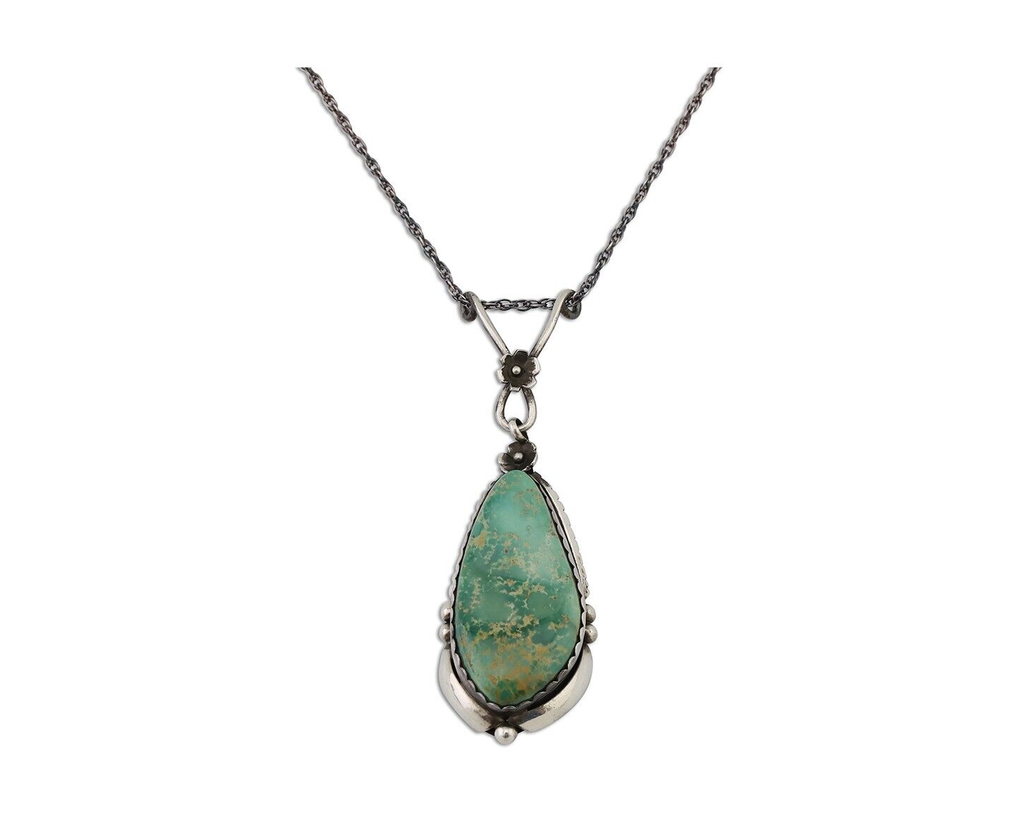 Navajo Pendant 925 Silver Royston Turquoise Signed Jennifer Begay C.90s