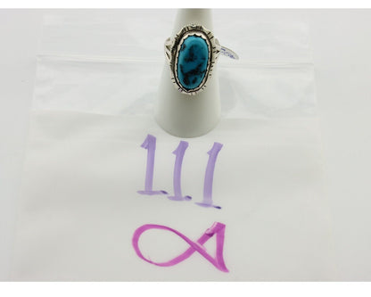 Navajo Ring 925 Silver Sleeping Beauty Turquoise Artist Signed BB C.80's