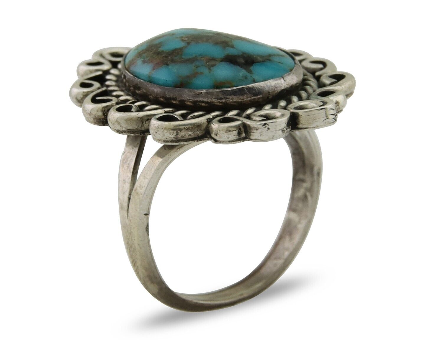 Navajo Ring 925 Silver Blue Turquoise Native Artist Siged W C.80's