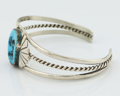Navajo Bracelet 925 Silver Sleeping Beauty Turquoise Artist Signed LT CHEE C80s