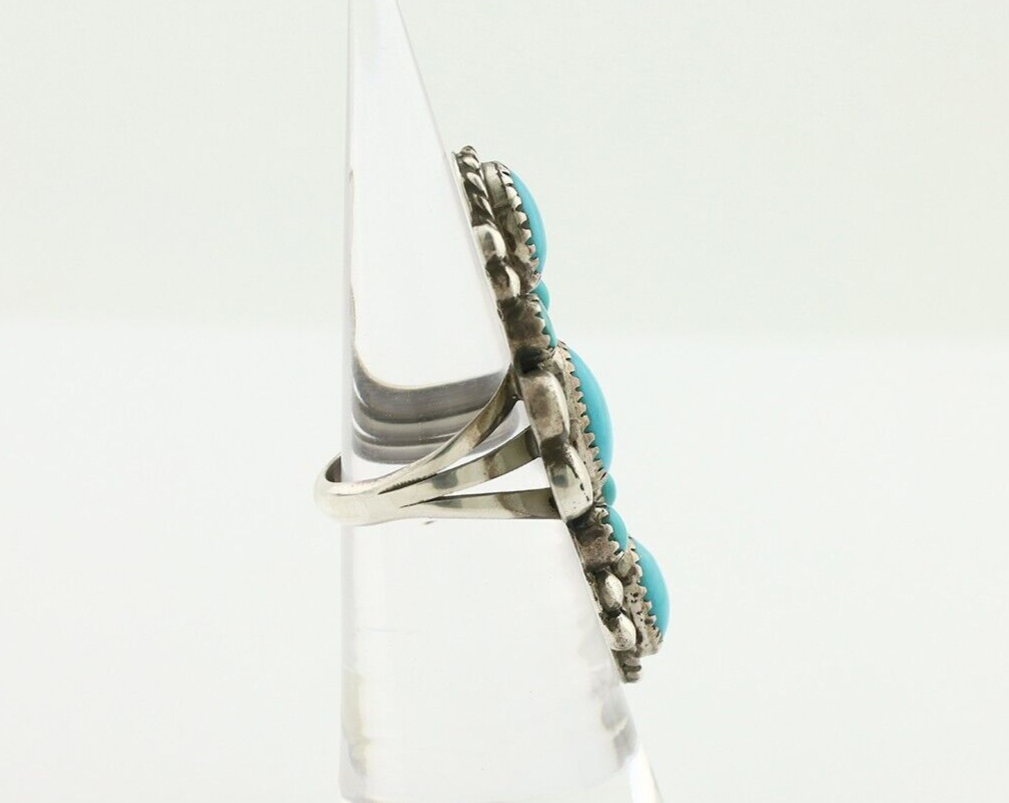 Navajo Ring 925 Silver Blue Turquoise Artist Signed M Charlie C.80's