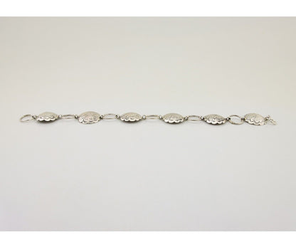 Navajo Hamdmade Concho Bracelet 925 Silver Native American Artist Signed C.80's