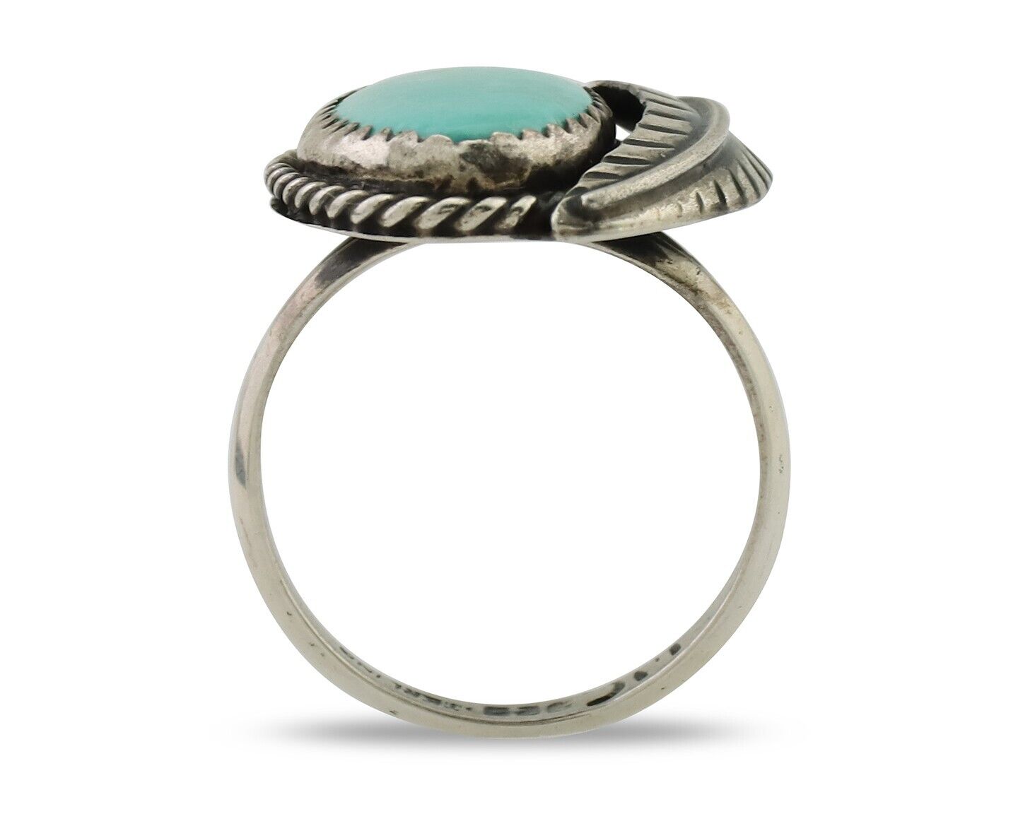 Navajo Ring 925 Silver Blue Kingman Turquoise Native American Artist C.80's