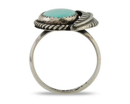 Navajo Ring 925 Silver Blue Kingman Turquoise Native American Artist C.80's