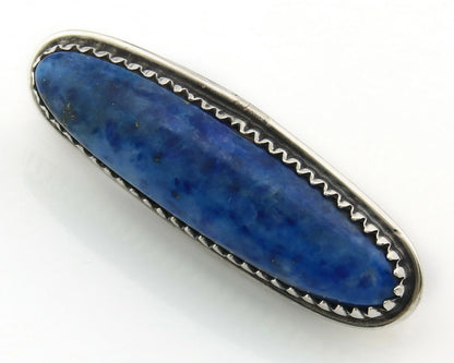Navajo Pin Sterling Silver Natural Denim Lapis Vintage Signed Running Bear