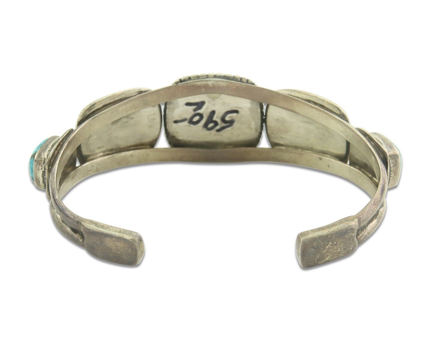 Navajo Bracelet 925 Silver Turquoise Cuff Artist Signed M C.80's