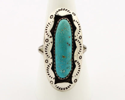 Navajo Ring 925 Silver Natural Kingman Turquoise Native American Artist C.80's