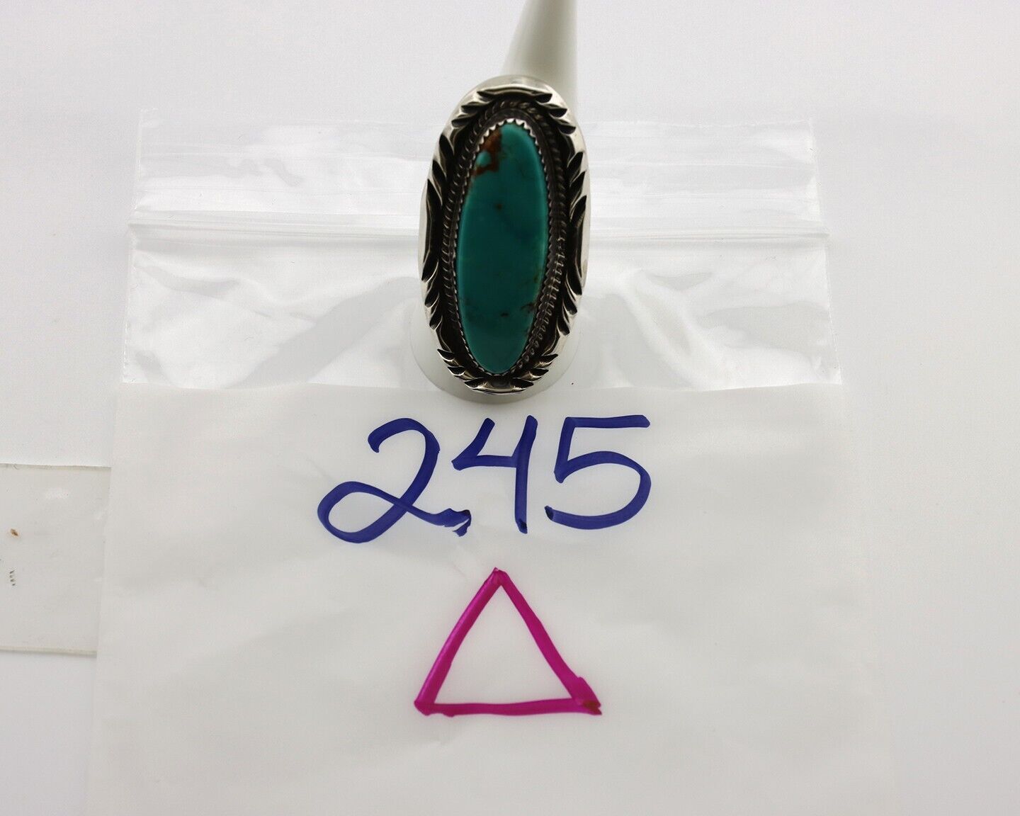 Navajo Ring 925 Silver Natural Mined Turquoise Signed Phillip Zachary C.80s